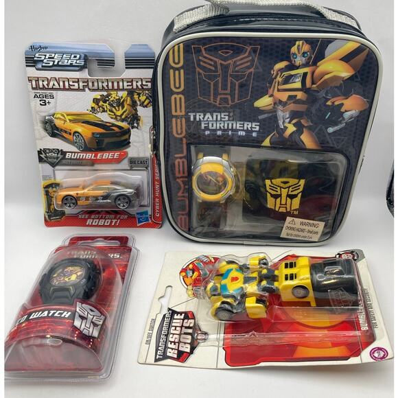 Transformers Bundle Watches Diecast Car Rescue Bots Logo Zip Bag Bumble Bee NIP - Picture 1 of 7